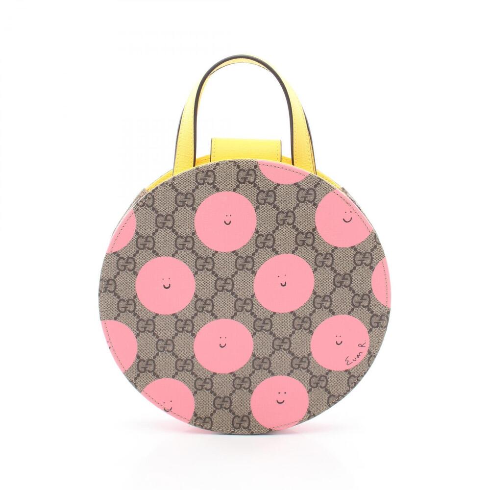 Gucci GG Supreme Handbag Canvas Beige Pink Yellow